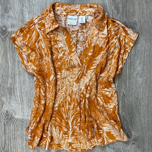 Rachel Zoe Tops - Rachel Zoe 100% linen collar cap sleeve top